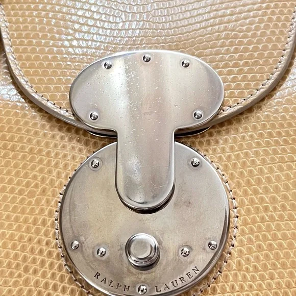 Authentic Vintage Ralph Lauren Collection lizard Skin Chain Handle Handbag - Picture 9 of 16